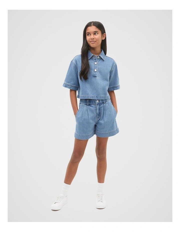 Boxy Denim Shirt in Mid Wash image 3