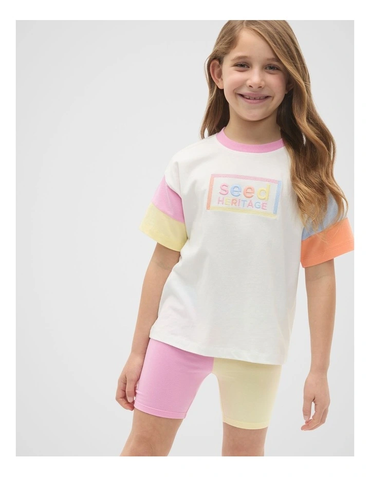 Panelled Logo Tee in Canvas image 1