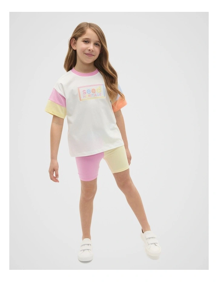 Panelled Logo Tee in Canvas image 3