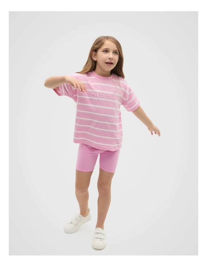 Core Stripe Logo Tee in Candy Pink image 1