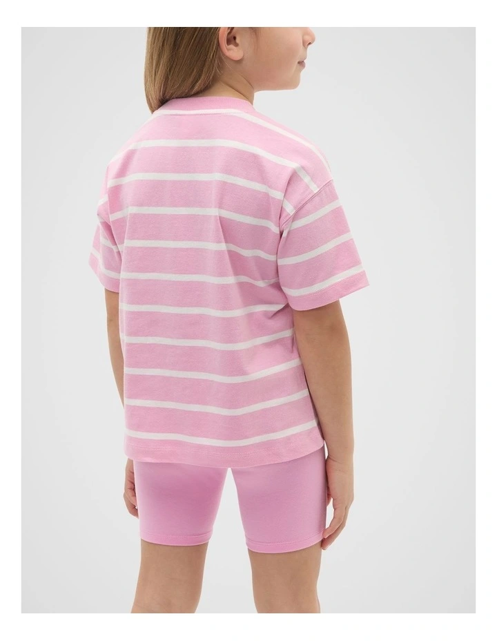 Core Stripe Logo Tee in Candy Pink image 2
