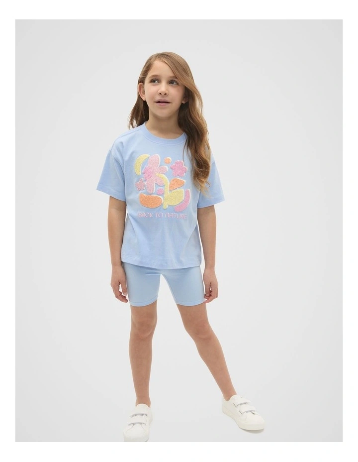 Abstract Floral Tee in Luna Blue image 1