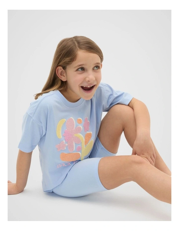 Abstract Floral Tee in Luna Blue image 3