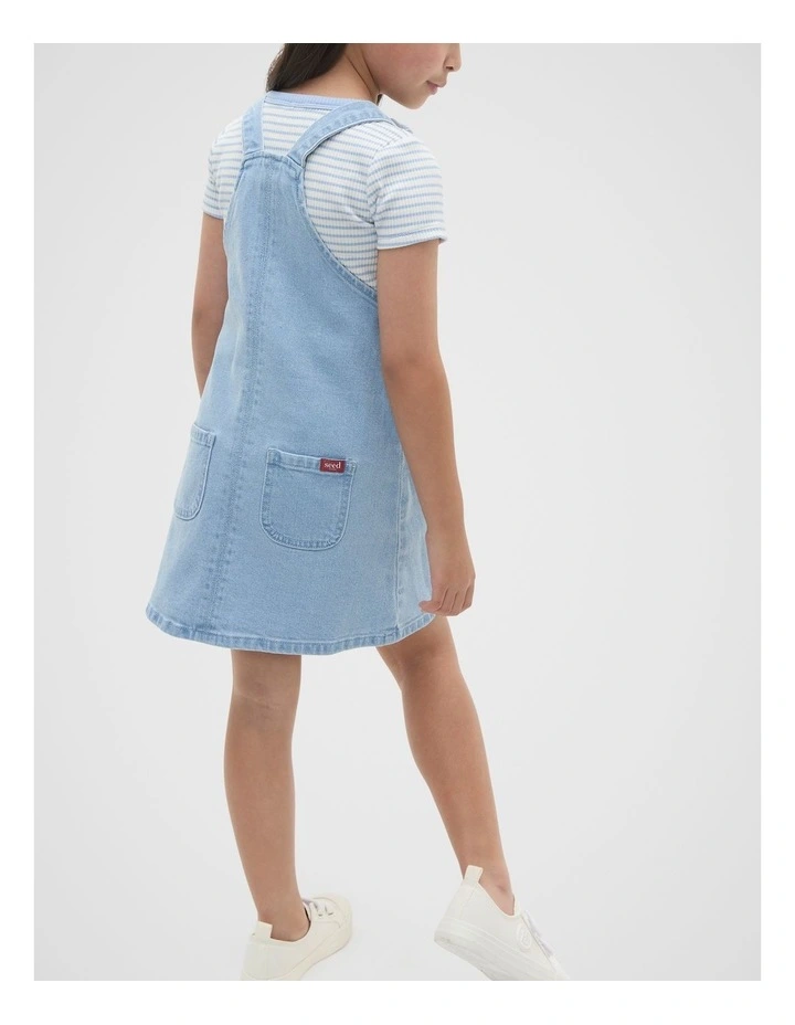 Logo Denim Pinafore in Light Wash image 2