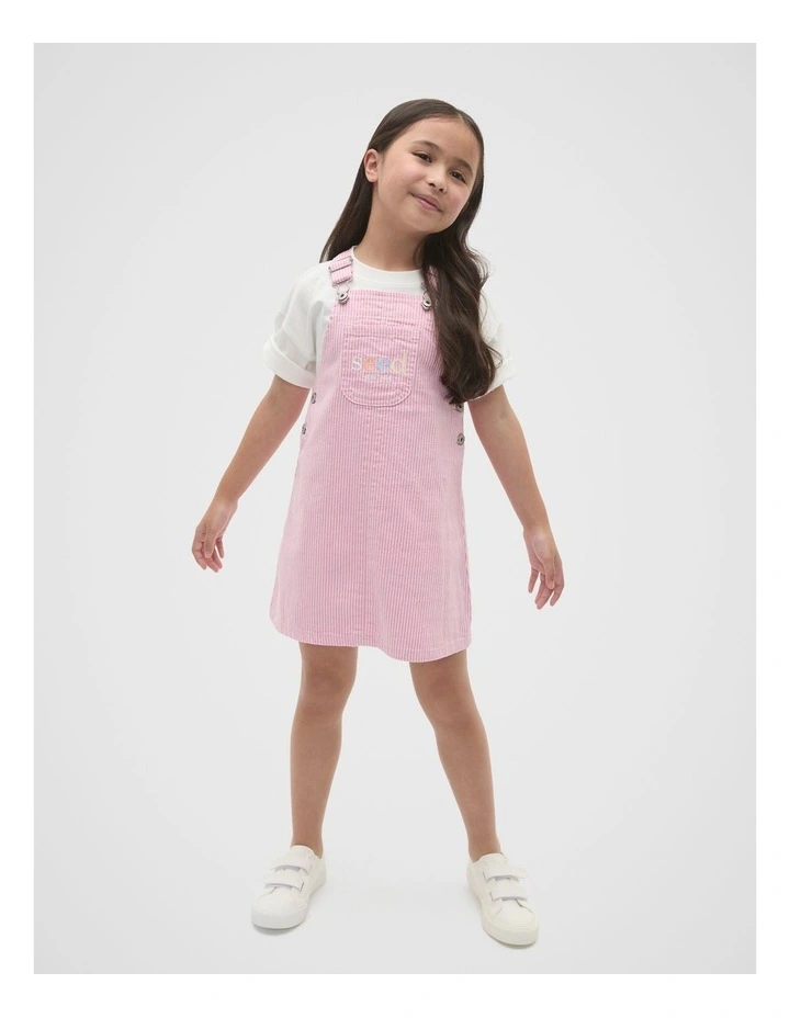 Logo Denim Pinafore in Candy Pink image 3