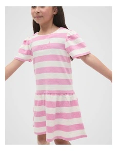 Stripe Logo Dress in Candy Pink