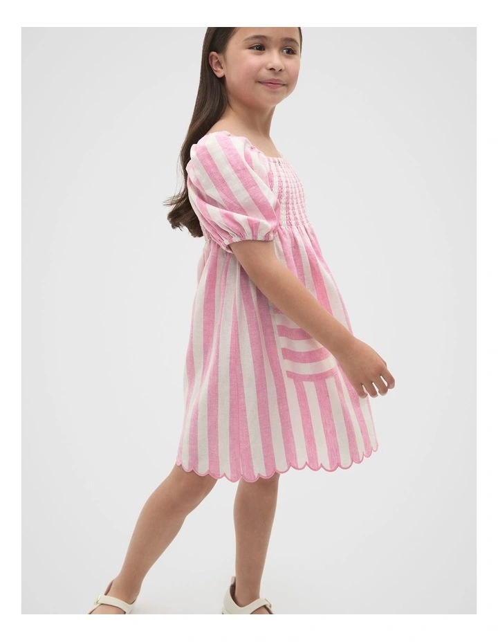Stripe Scallop Dress in Candy Pink image 1