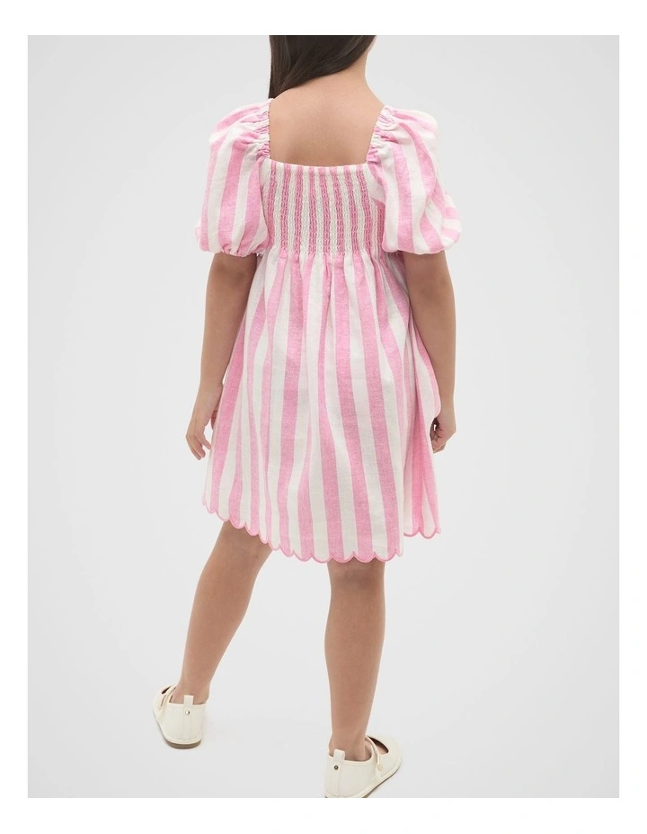 Stripe Scallop Dress in Candy Pink image 2