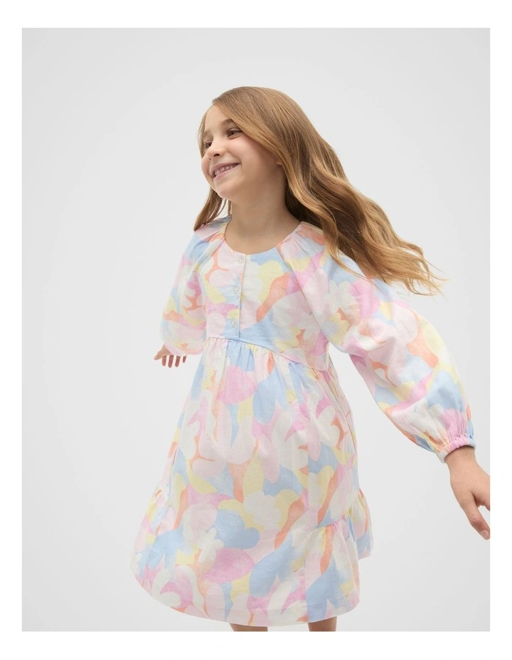 Abstract Floral Dress in Multi image 1