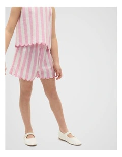 Stripe Scallop Short in Candy Pink