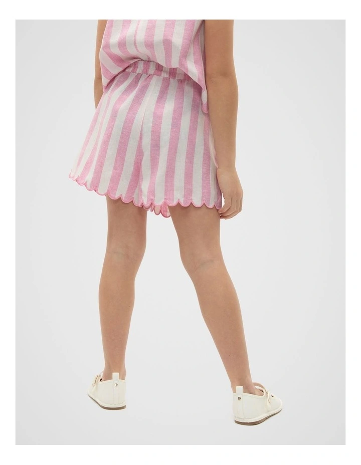 Stripe Scallop Short in Candy Pink image 2