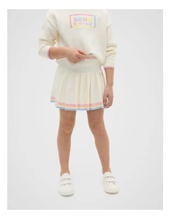 Pleat Knit Skirt in Canvas