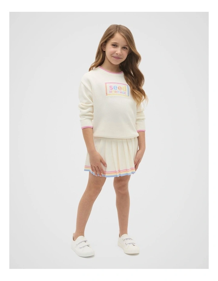 Pleat Knit Skirt in Canvas image 3