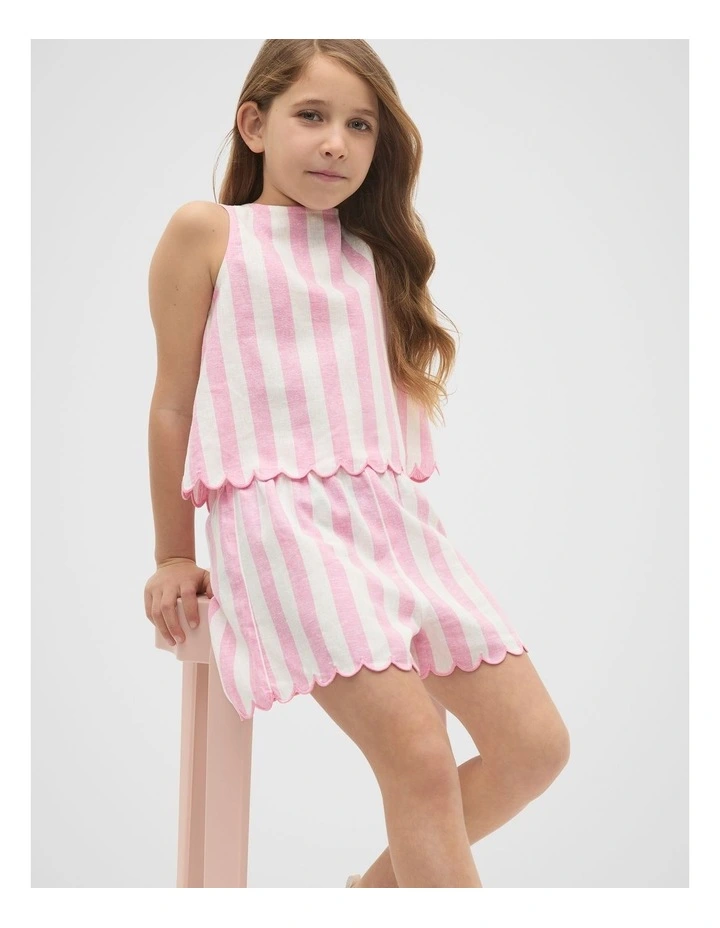 Stripe Scallop Top in Candy Pink image 1