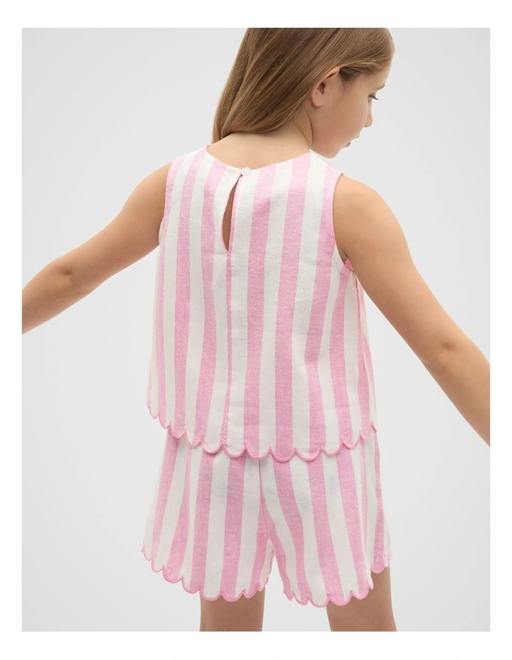 Stripe Scallop Top in Candy Pink image 2