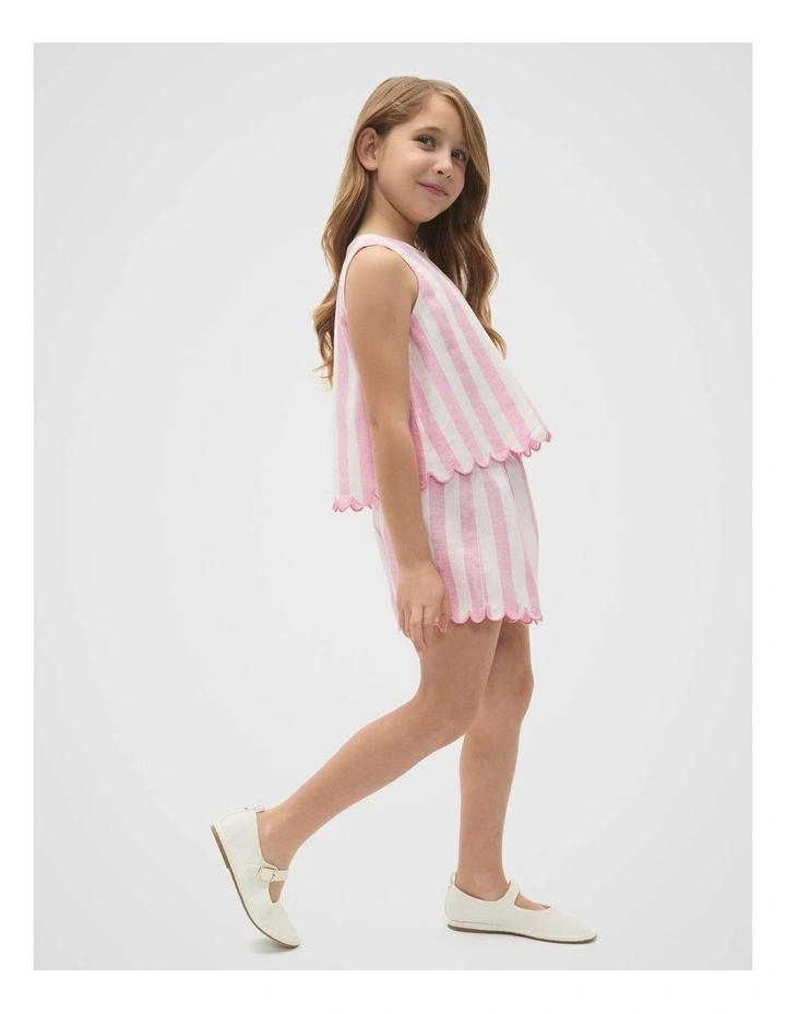 Stripe Scallop Top in Candy Pink image 3