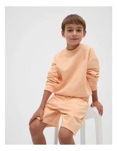 Garment Dye Sweat Top in Washed Apricot