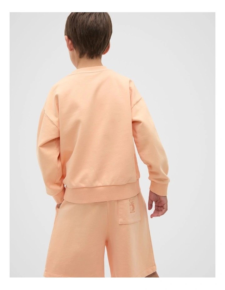 Garment Dye Sweat Top in Washed Apricot image 2