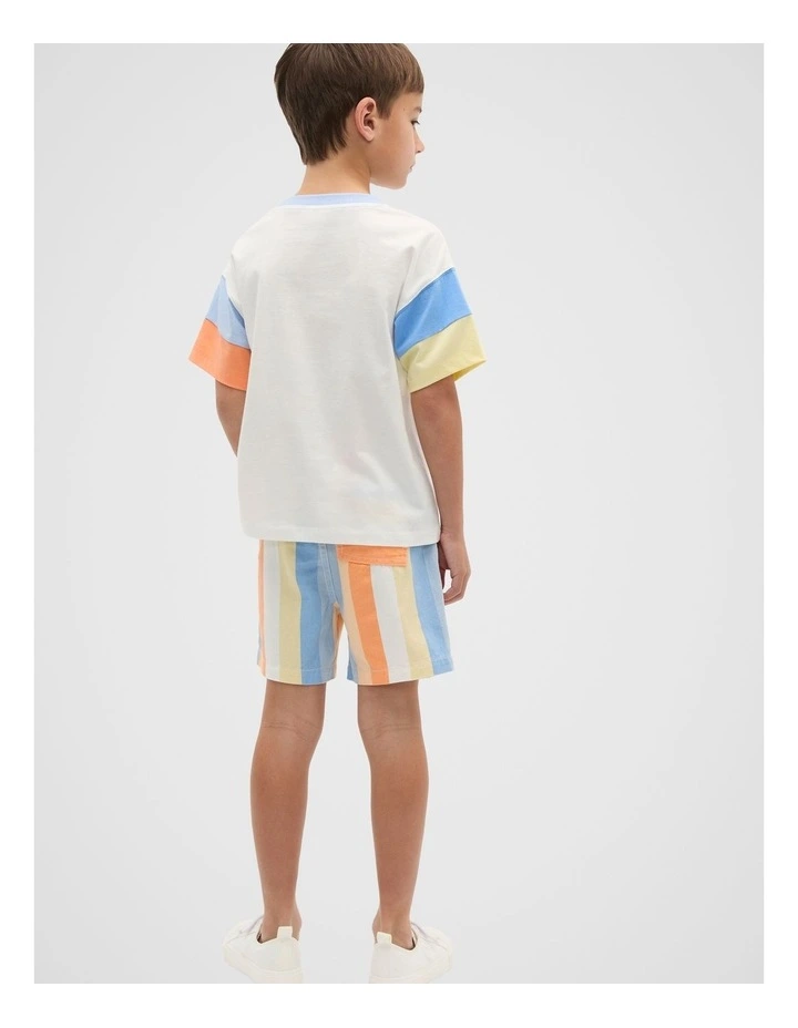 Panelled Logo Tee in Canvas image 2