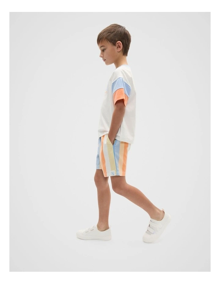 Panelled Logo Tee in Canvas image 3
