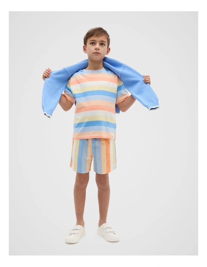 Loose Fit Stripe Tee in Multi Stripe image 3