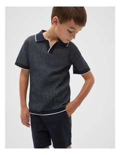 Knit Polo in Midnight Blue