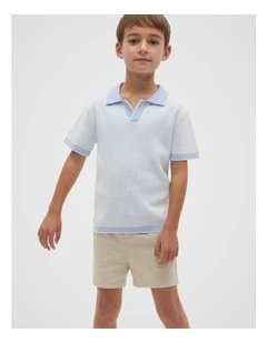 Knit Polo in Luna Blue