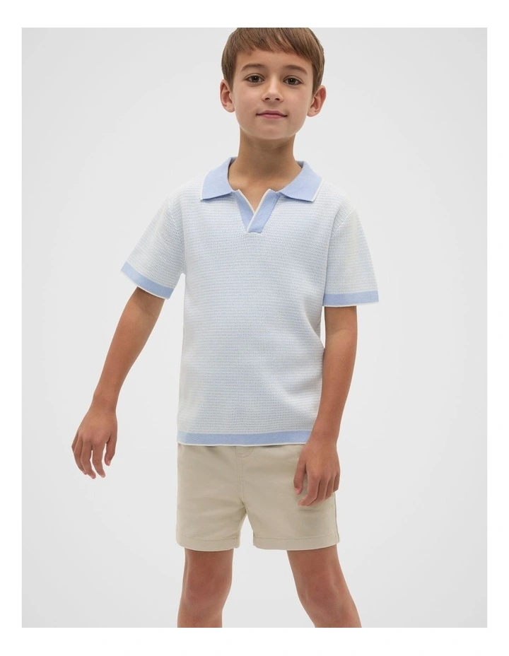 Knit Polo in Luna Blue image 1