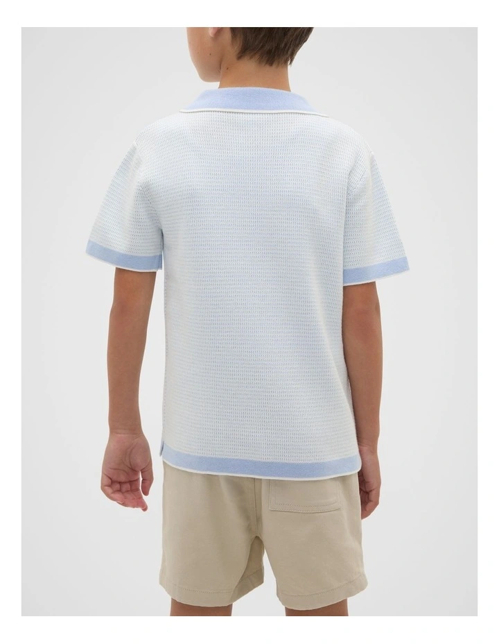 Knit Polo in Luna Blue image 2