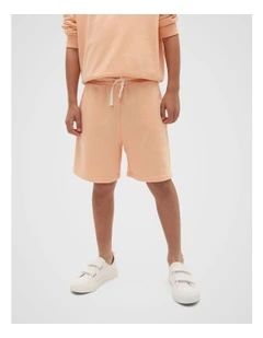 Longline Garment Dye Short in Washed Apricot