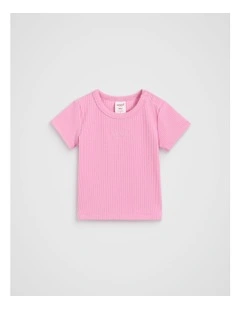 Core Logo Rib Tee in Candy Pink