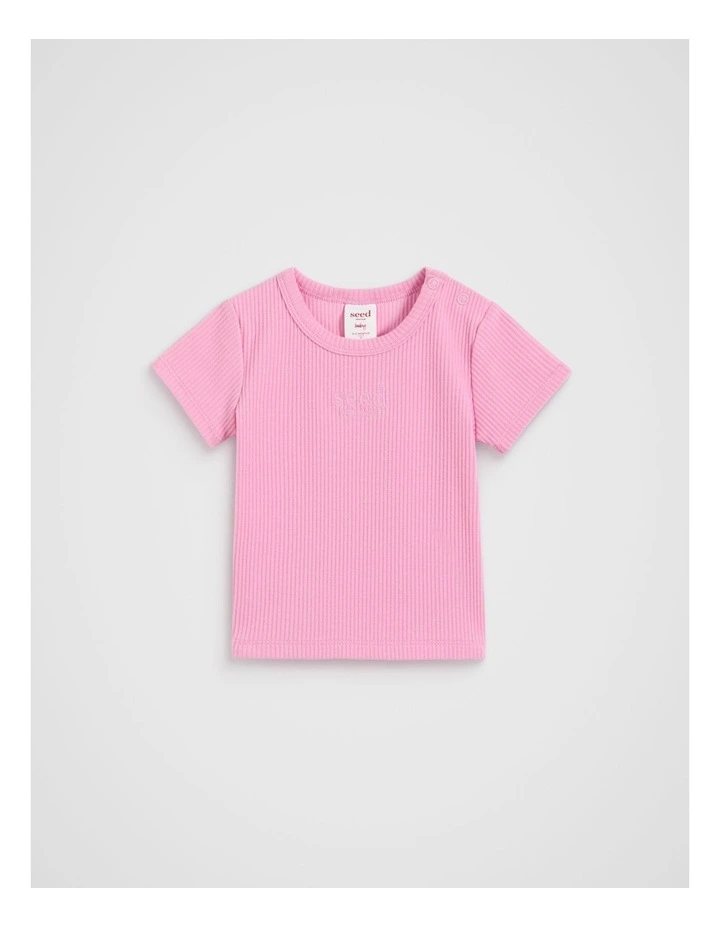 Core Logo Rib Tee in Candy Pink image 1