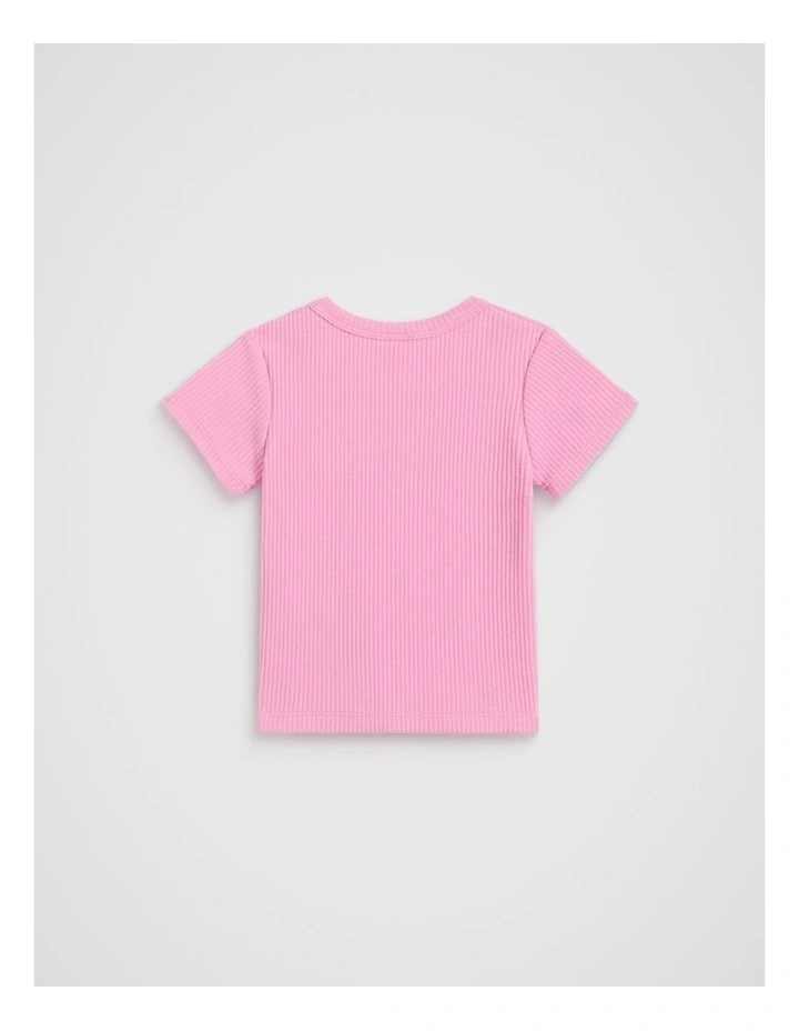 Core Logo Rib Tee in Candy Pink image 2
