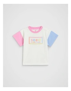Spliced Logo Tee in Canvas