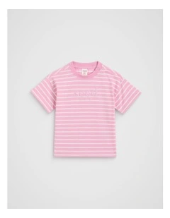 Core Stripe Tee in Candy Pink