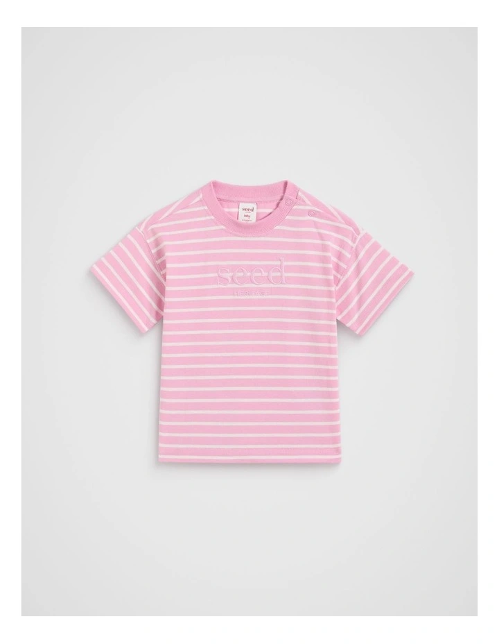 Core Stripe Tee in Candy Pink image 1