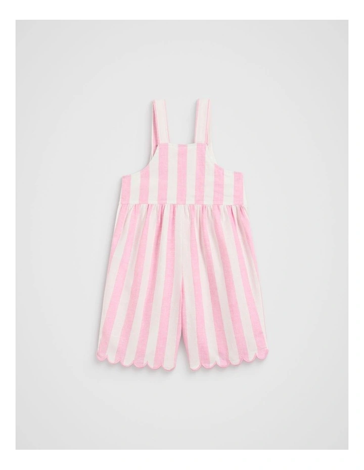 Stripe Scallop Overall in Candy Pink image 2