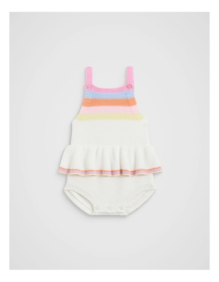 Stripe Knit Romper in Canvas in Multi image 1