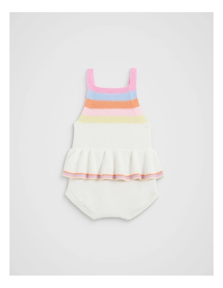 Stripe Knit Romper in Canvas in Multi image 2