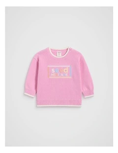 Logo Knit Jumper in Candy Pink