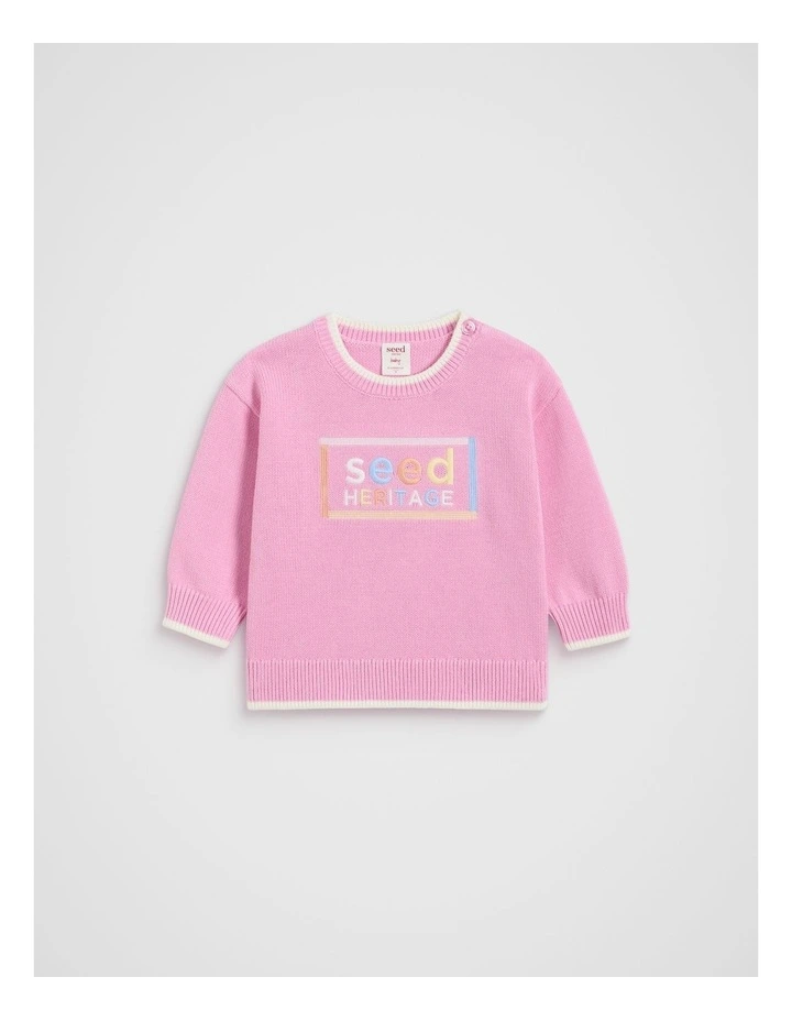 Logo Knit Jumper in Candy Pink image 1