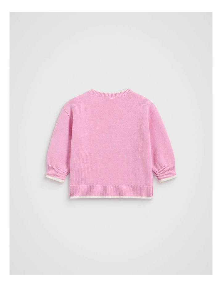 Logo Knit Jumper in Candy Pink image 2
