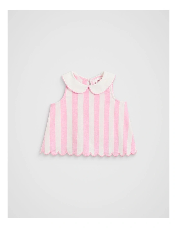 Stripe Scallop Top in Candy Pink image 1