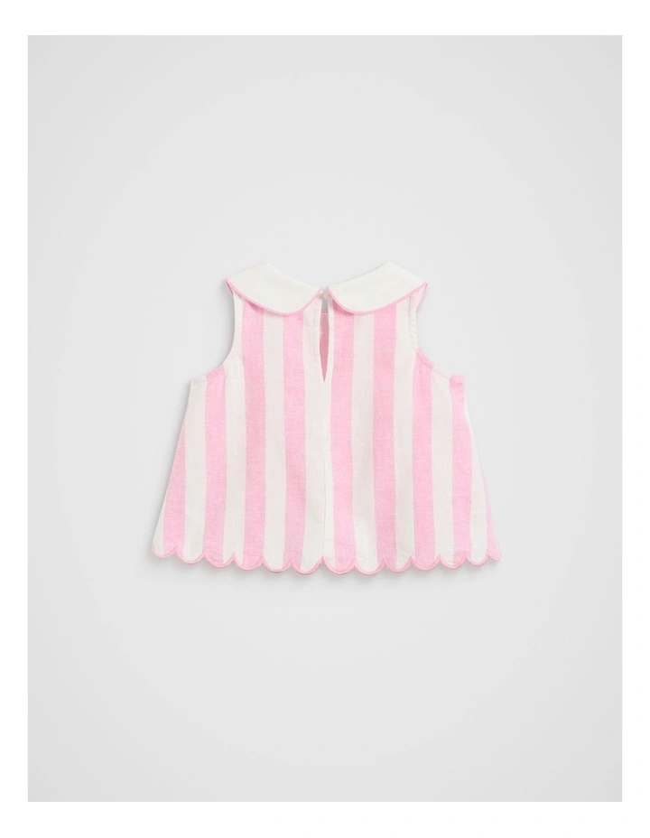 Stripe Scallop Top in Candy Pink image 2