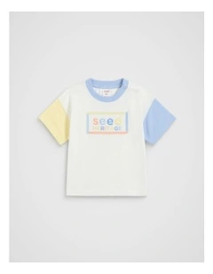 Colourblock Logo Tee in Canvas
