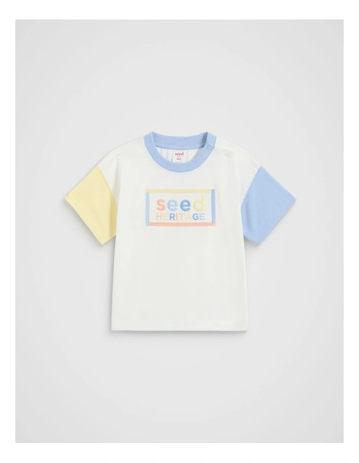 Colourblock Logo Tee in Canvas image 1