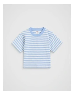 Loose Fit Rib Tee in Luna Blue
