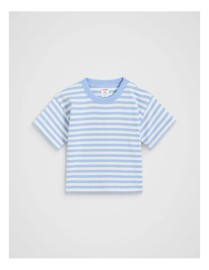 Loose Fit Rib Tee in Luna Blue image 1