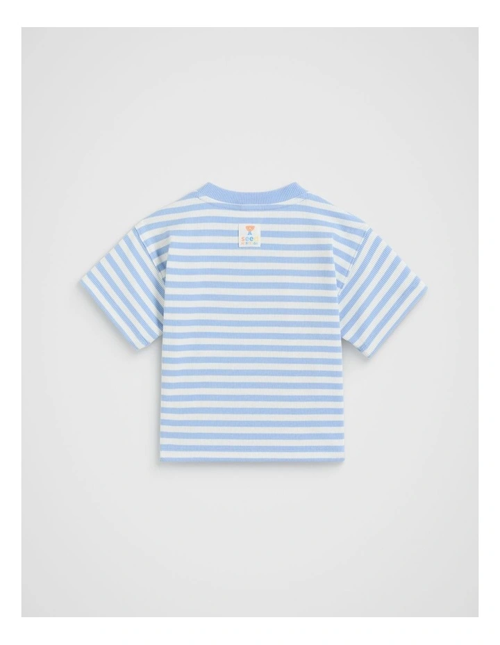 Loose Fit Rib Tee in Luna Blue image 2