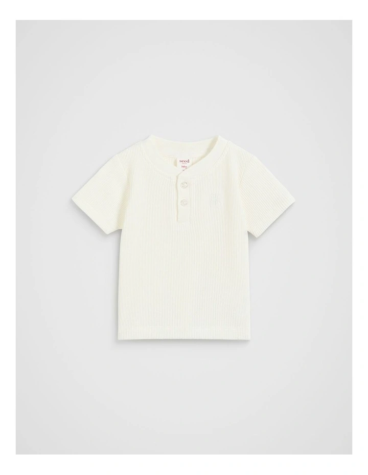 Core Waffle Henley in Canvas image 1